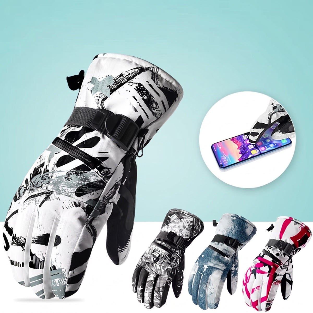 Skihandschoenen met touchscreen – smartphone bedienen en alle drie de kleuren