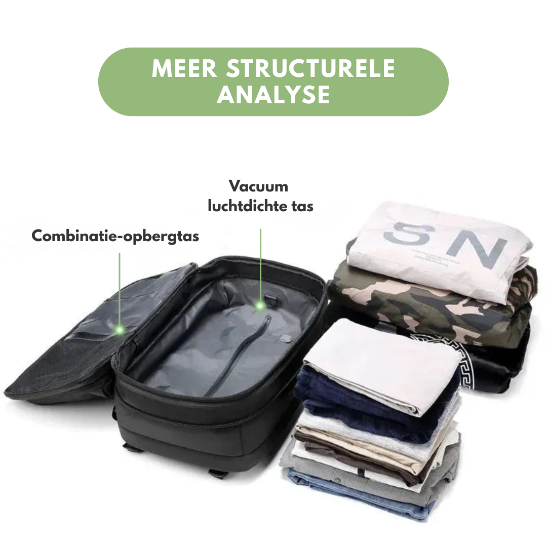 Heren Reistas Rugzak 17 Inch – Vacuümcompressie – Laptopvak