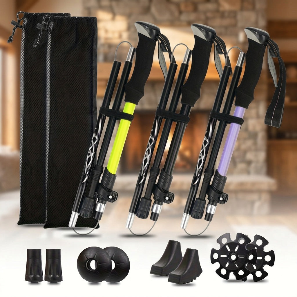 Opvouwbare Wandelstokken 2 Stuks - 34,5 cm Ingeklapt - Set met Draagtas