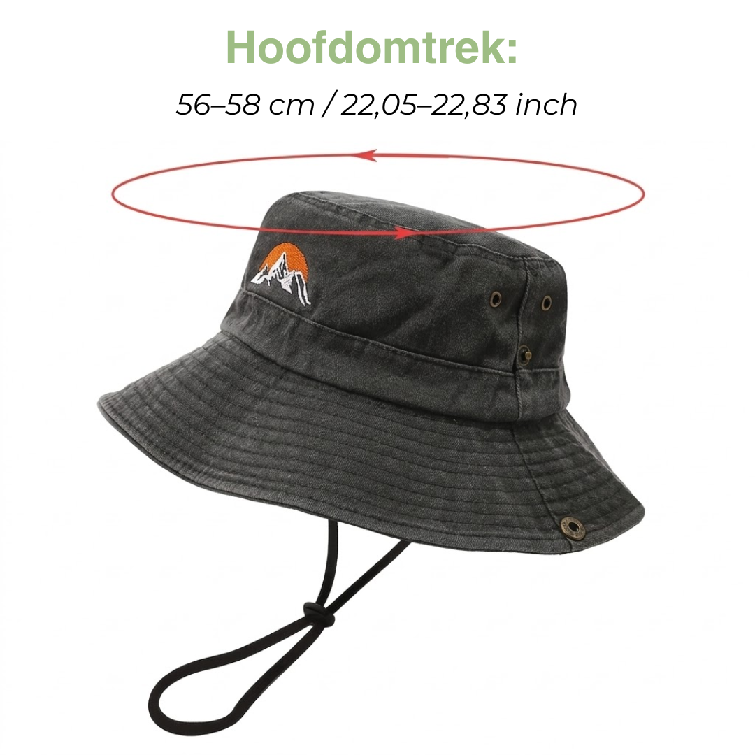 Outdoor Bucket Hat - Gewassen Katoen Brede Rand - Kinlint Zonnehoed