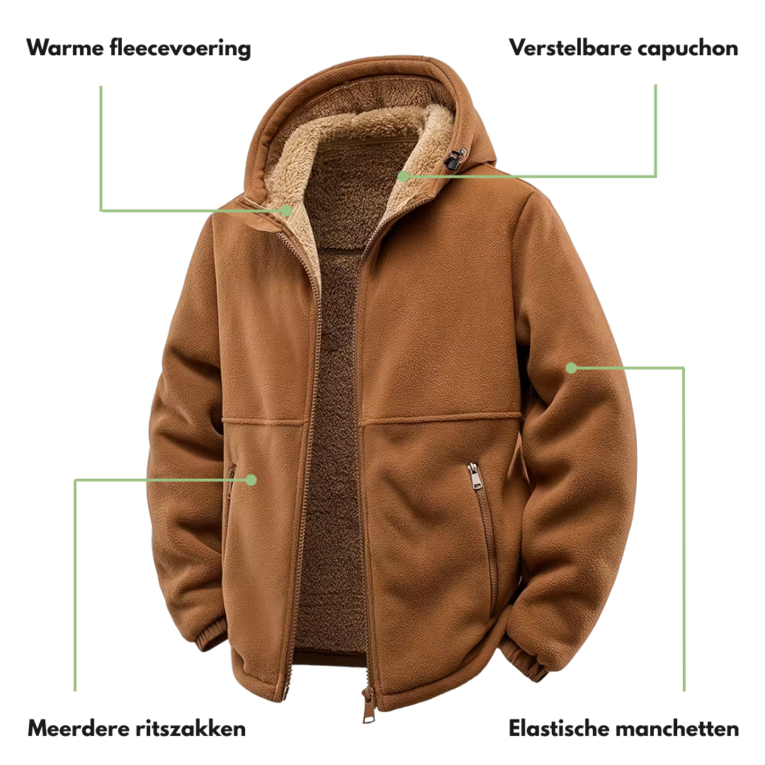 Heren Winterjas – Fleece - Volledige Rits met Capuchon