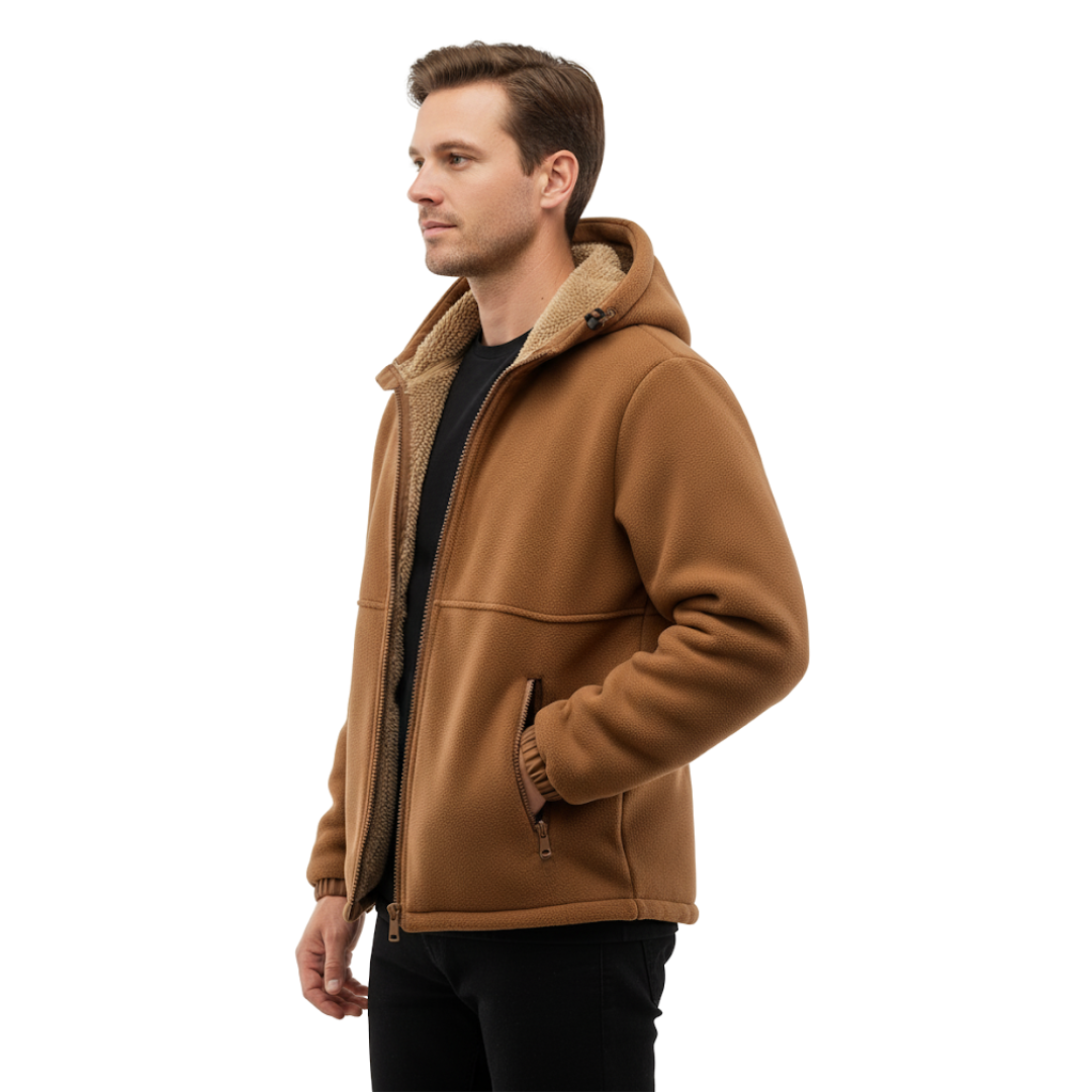 Heren Winterjas – Fleece - Volledige Rits met Capuchon