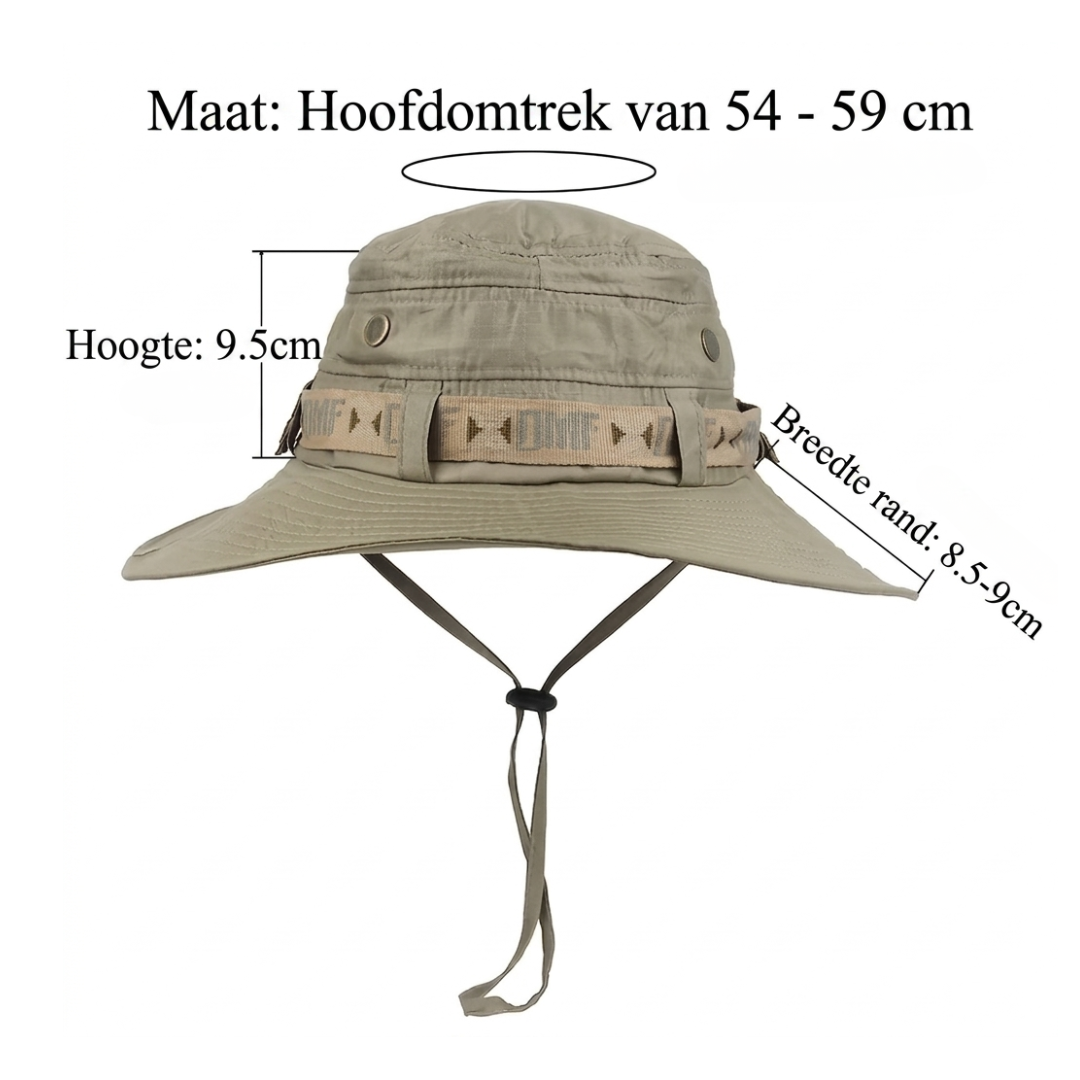 Zonnehoed Heren - Brede Rand - Verstelbaar Kinlint