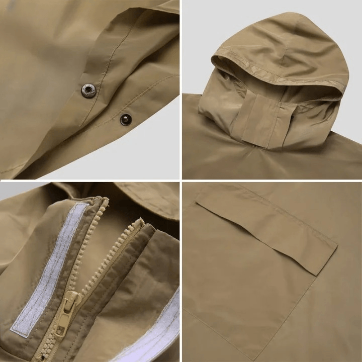 Regenponcho voor fiets en wandelen met buikzak