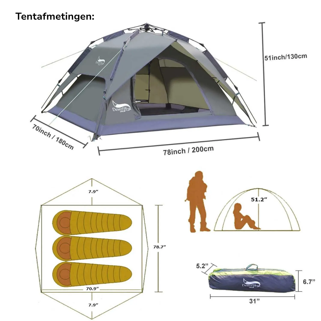 3-Persoons Outdoor Tent – Lichtgewicht & Waterdicht – Alle Seizoenen
