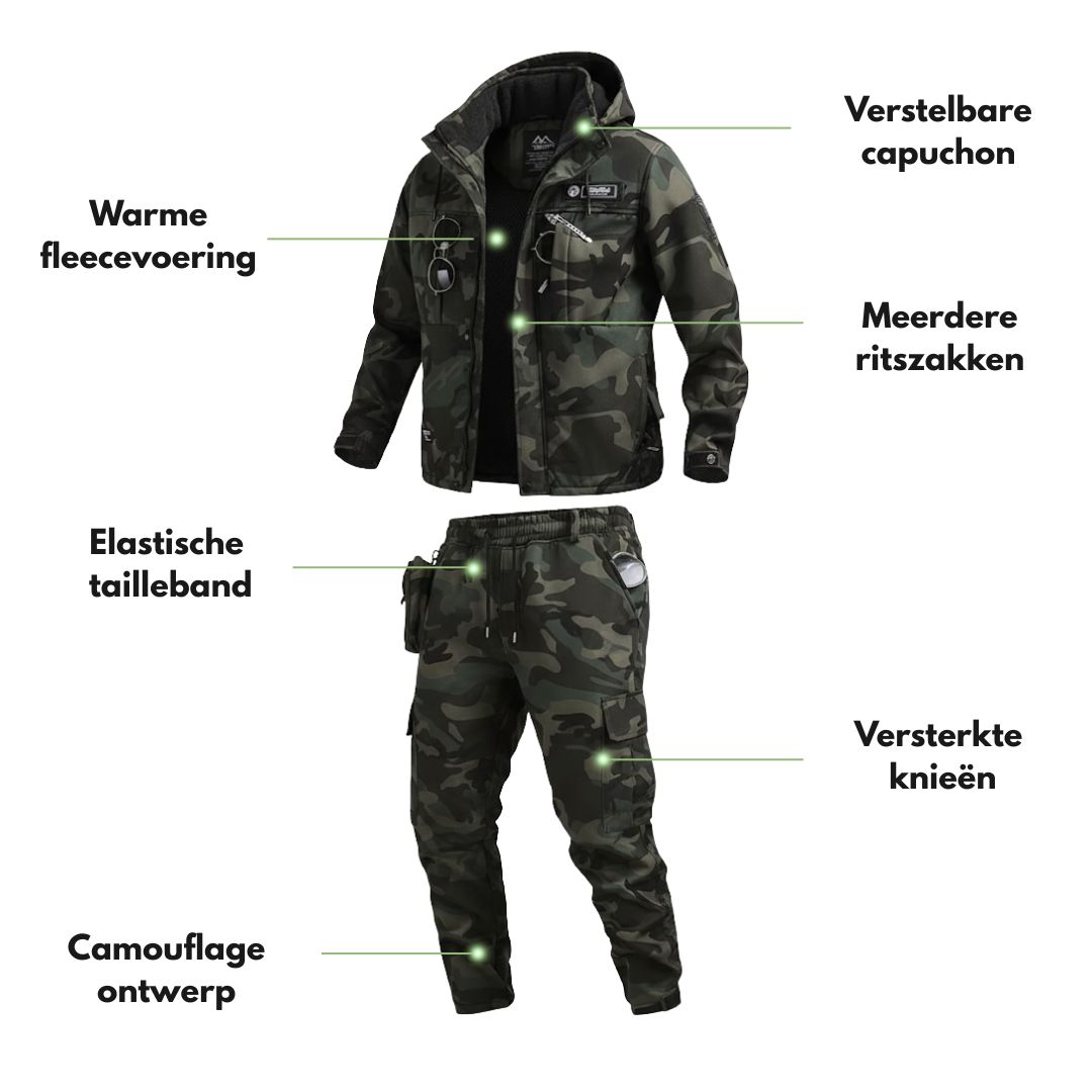 Heren Tactisch Set – Jas & Broek – Fleece Gevoerd & Winddicht