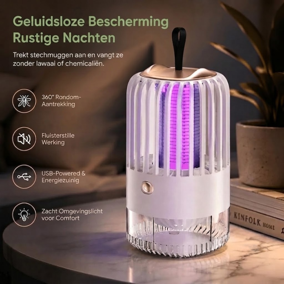 Muggenval Binnen - UV Muggenlamp Oplaadbaar - Geruisloos voor de Slaapkamer