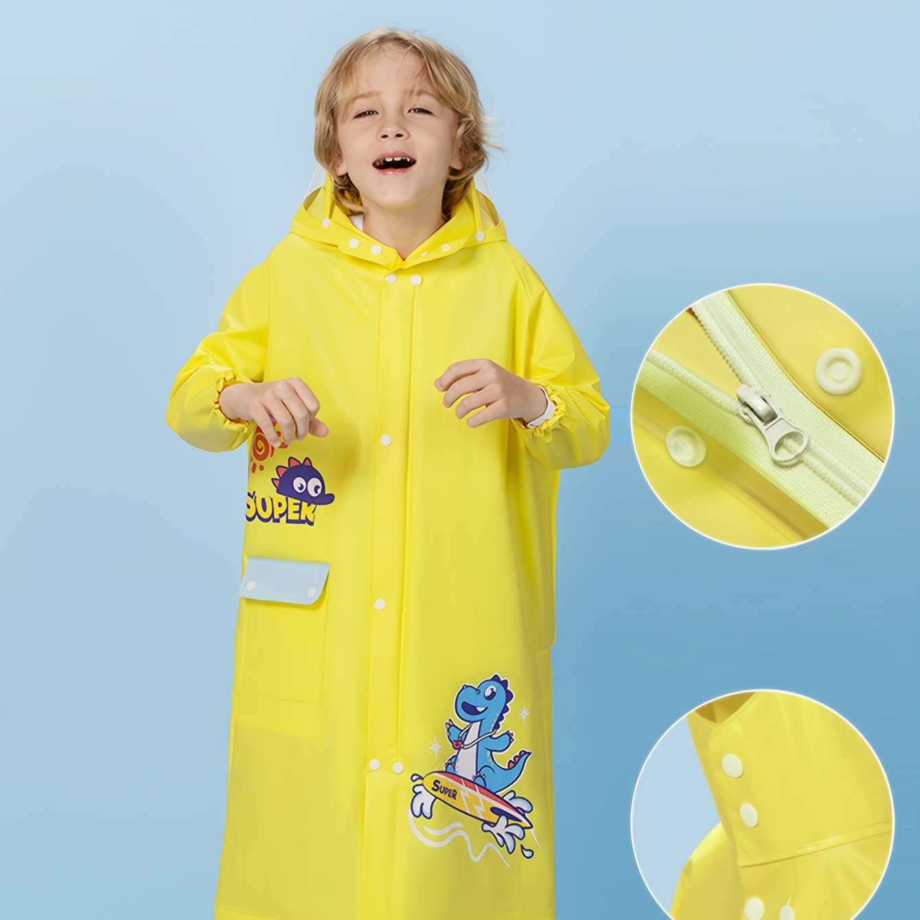Regenjas voor kinderen met rugtasvak en kijkschermpje