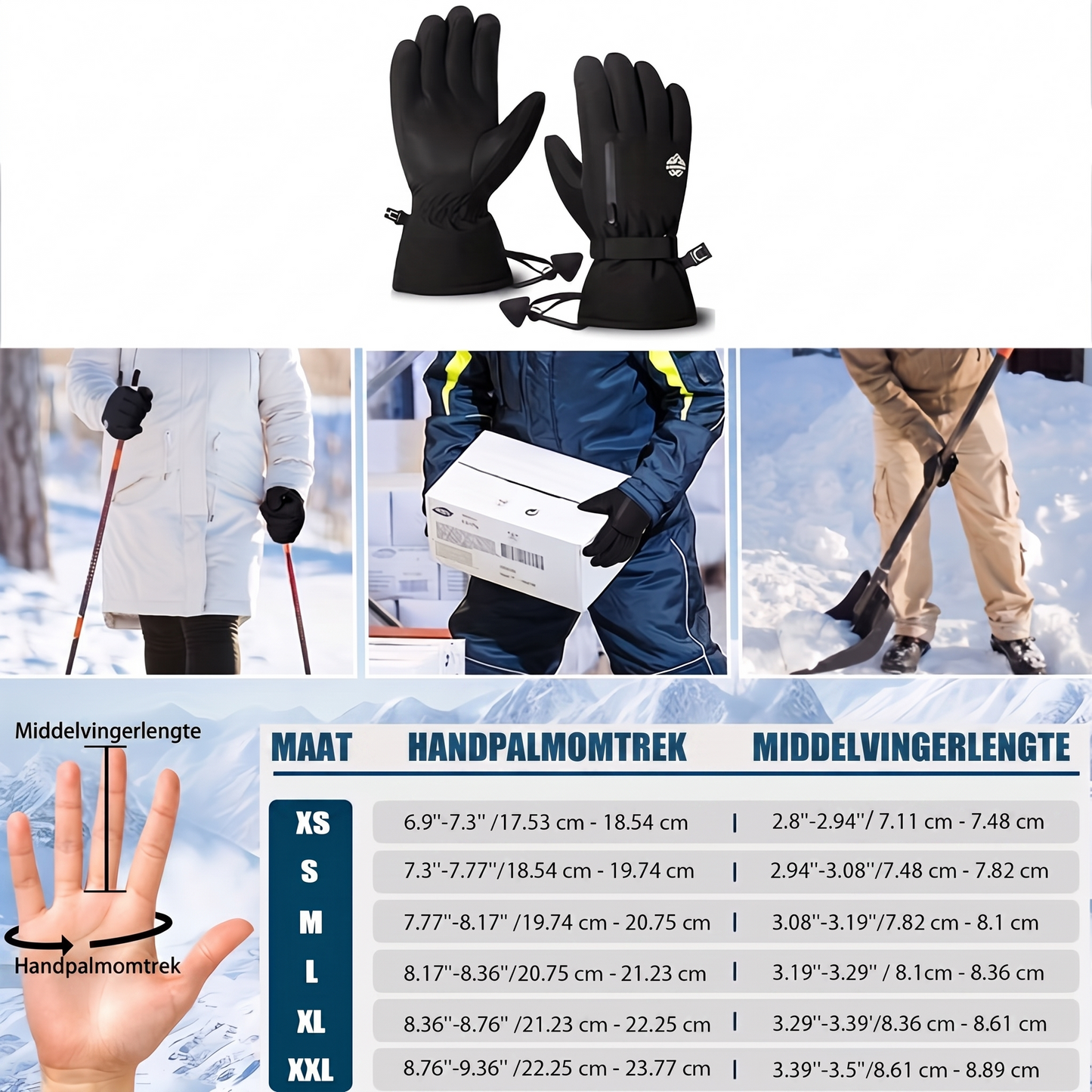 Skihandschoenen Waterdicht - Touchscreen - met Polsband