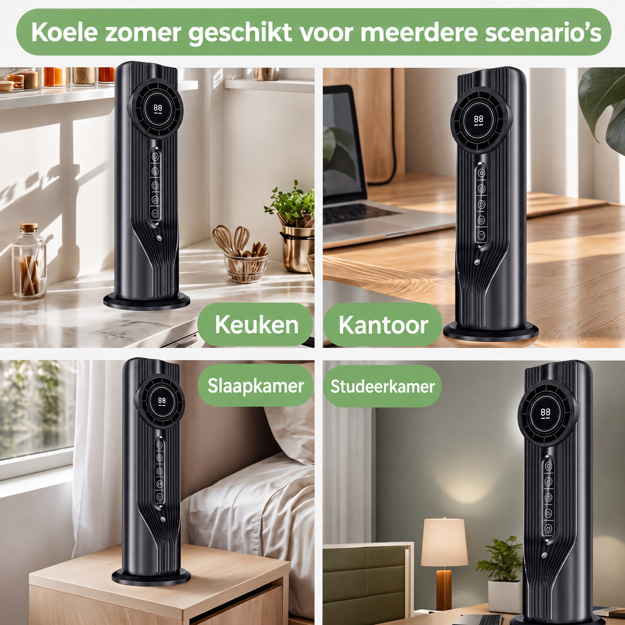 Torenventilator & Luchtbevochtiger – USB, 6 Snelheden & 6-Uurs Timer