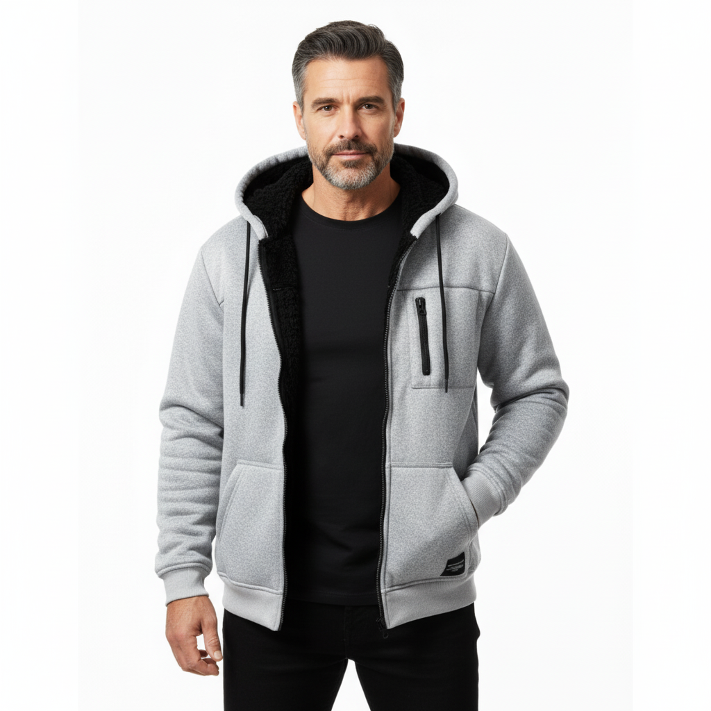 Heren Hoodie met Rits – Winter – Fleece Gevoerd