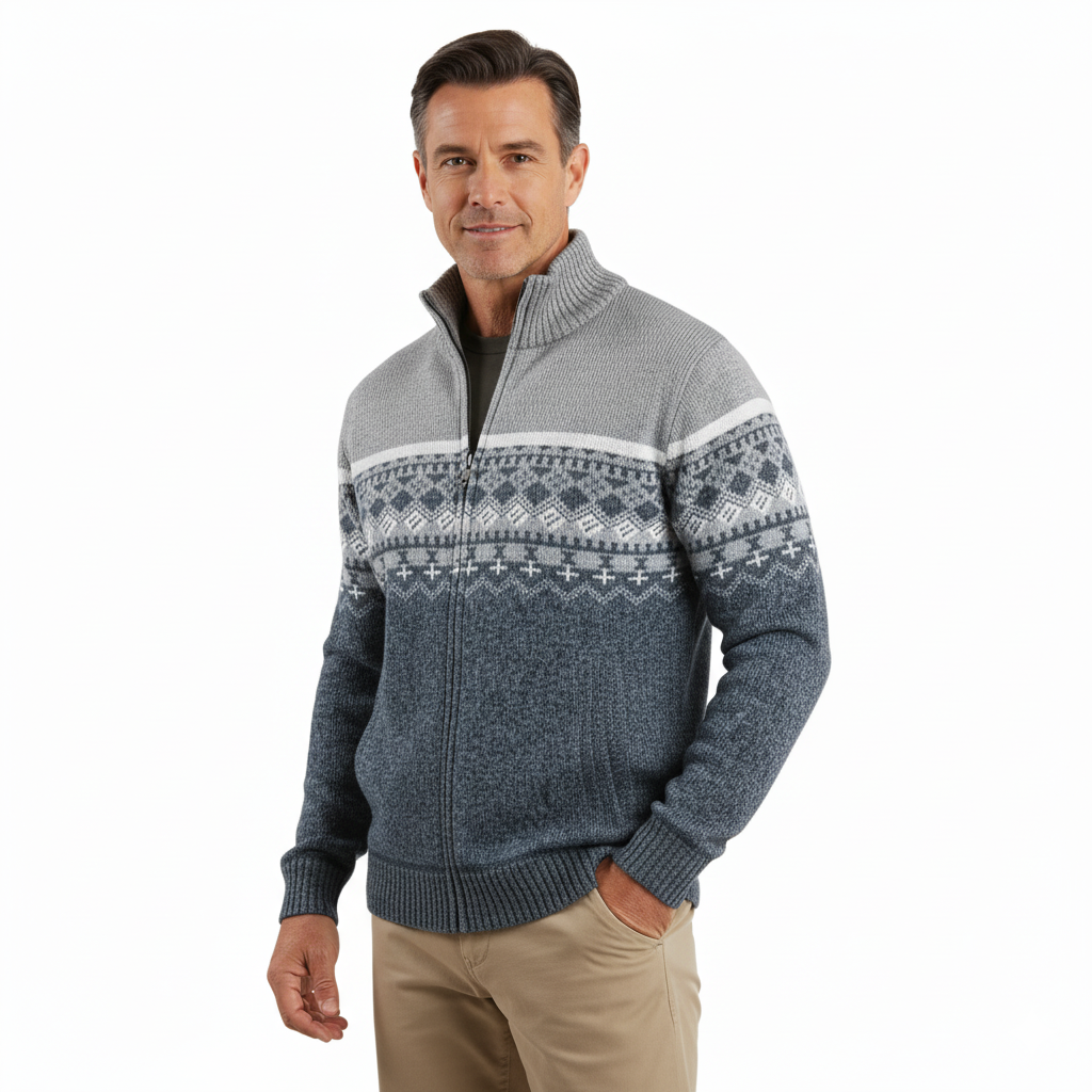 Heren Sweatshirt – Gebreid – Geometrisch Patroon