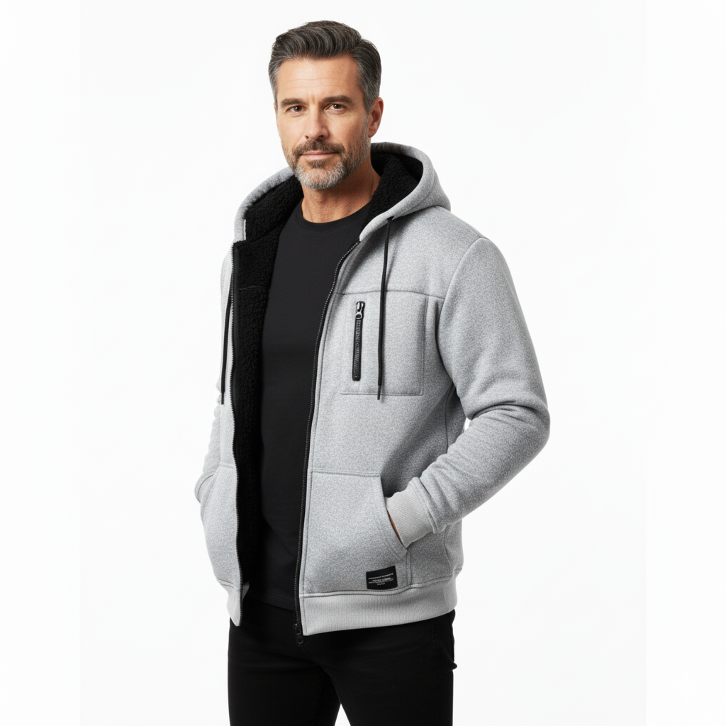 Heren Hoodie met Rits – Winter – Fleece Gevoerd
