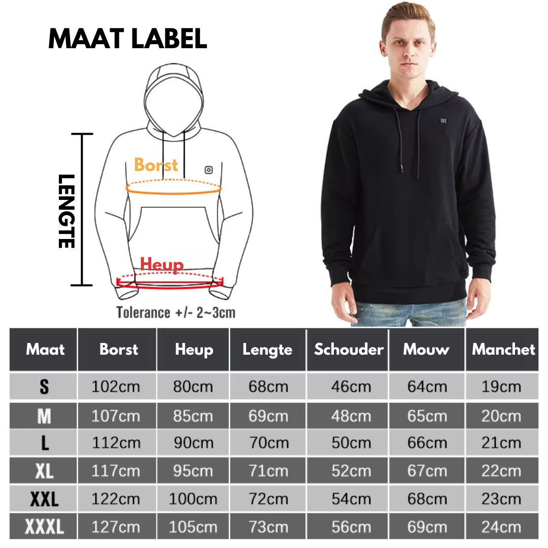 Verwarmde Hoodie - USB - Winter - OutdoorHavenNL