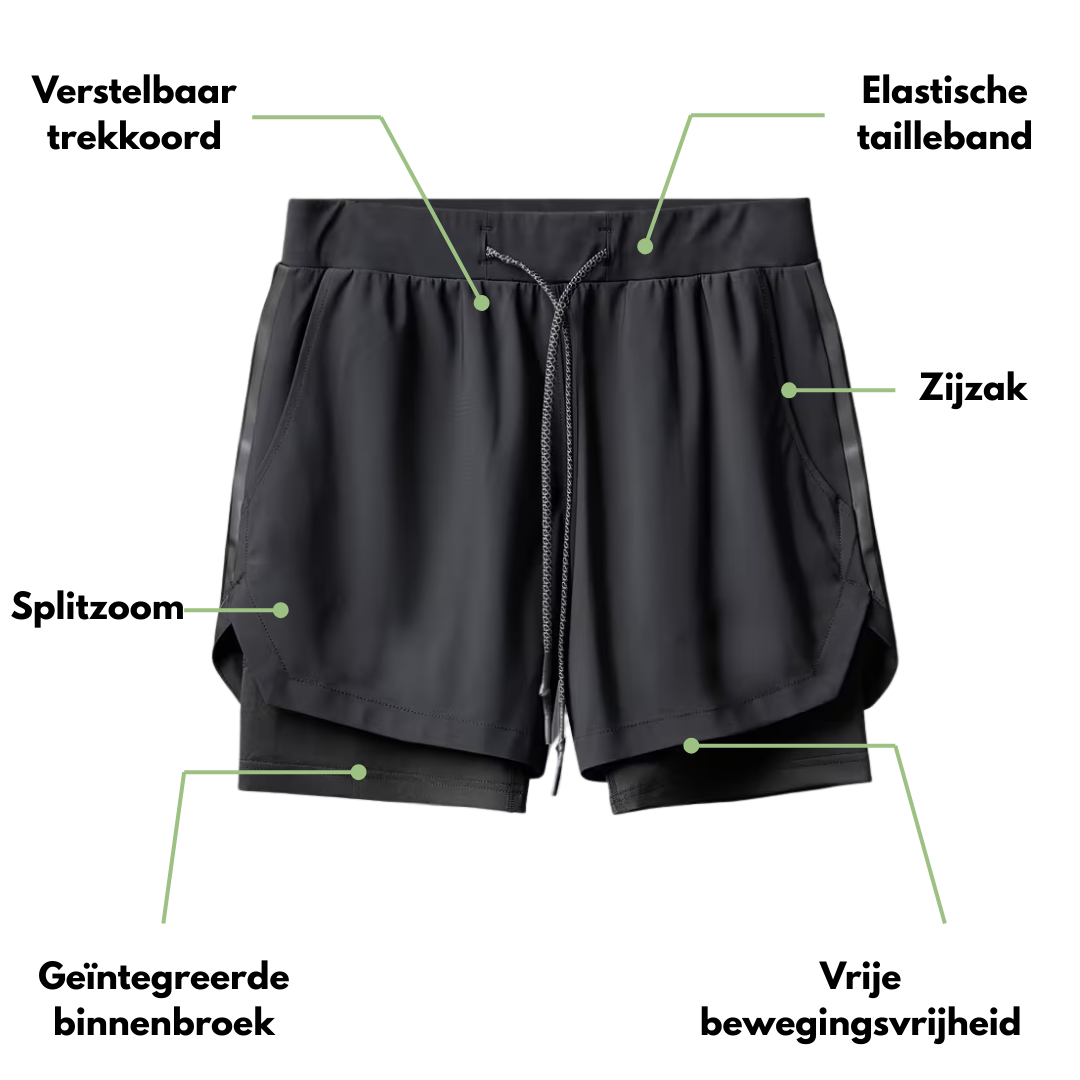 Korte Sport Broek Heren – Zakken – Met binnenbroek