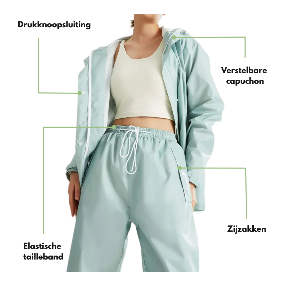 Dames Regenpak – Waterdicht & Ademend – Jas & Broek