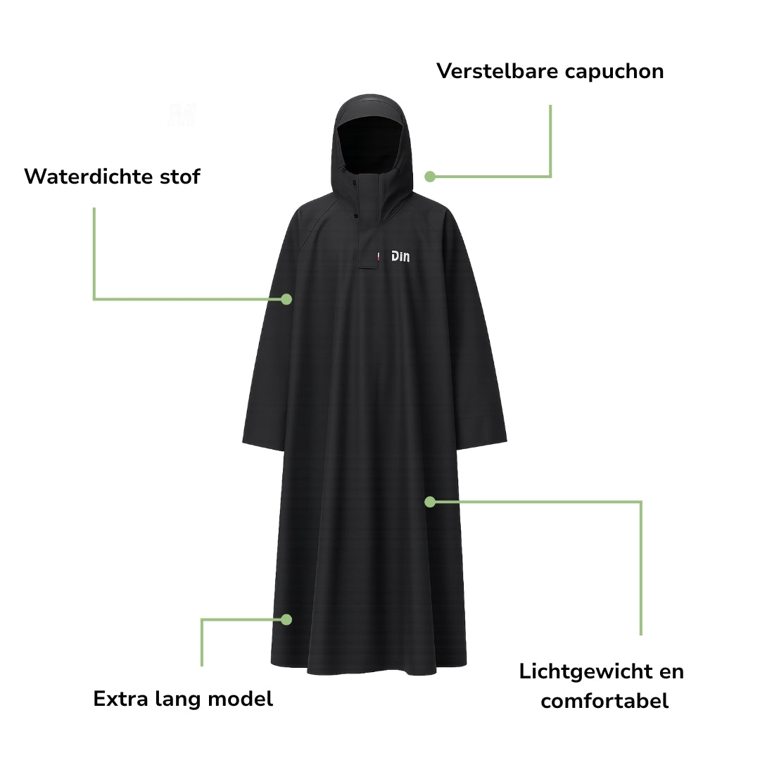 Unisex Regenponcho – Waterdicht met Capuchon – Lange Jas