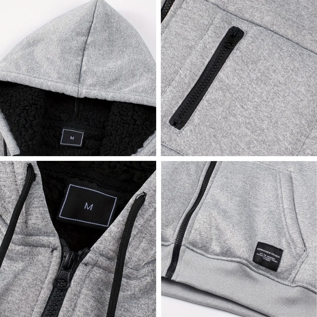 Heren Hoodie met Rits – Winter – Fleece Gevoerd