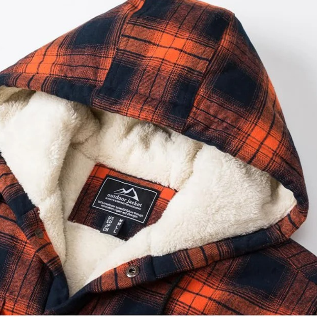 Overshirt heren met capuchon en sherpa voering