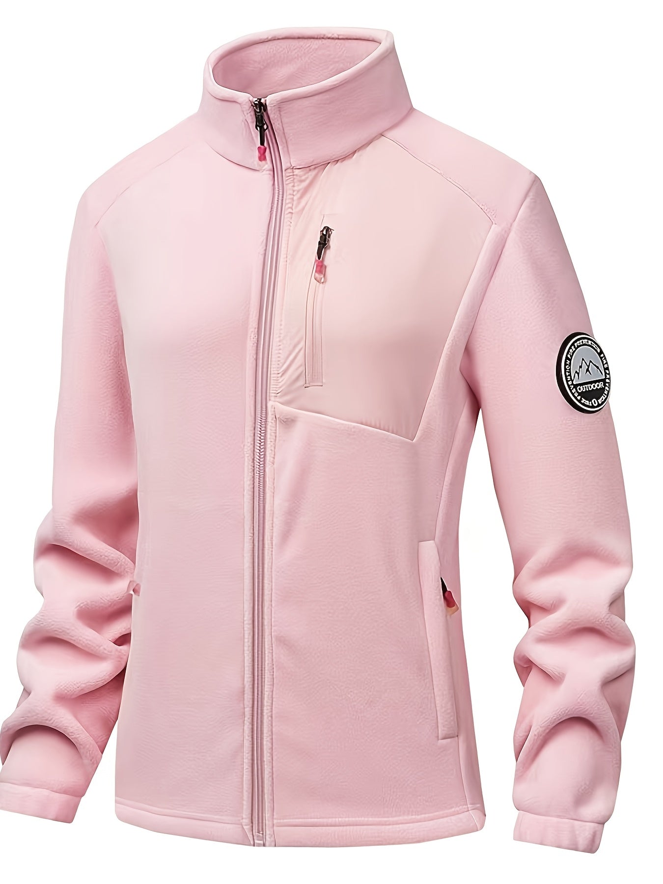 Dames fleece jas met opstaande kraag en drie ritszakken