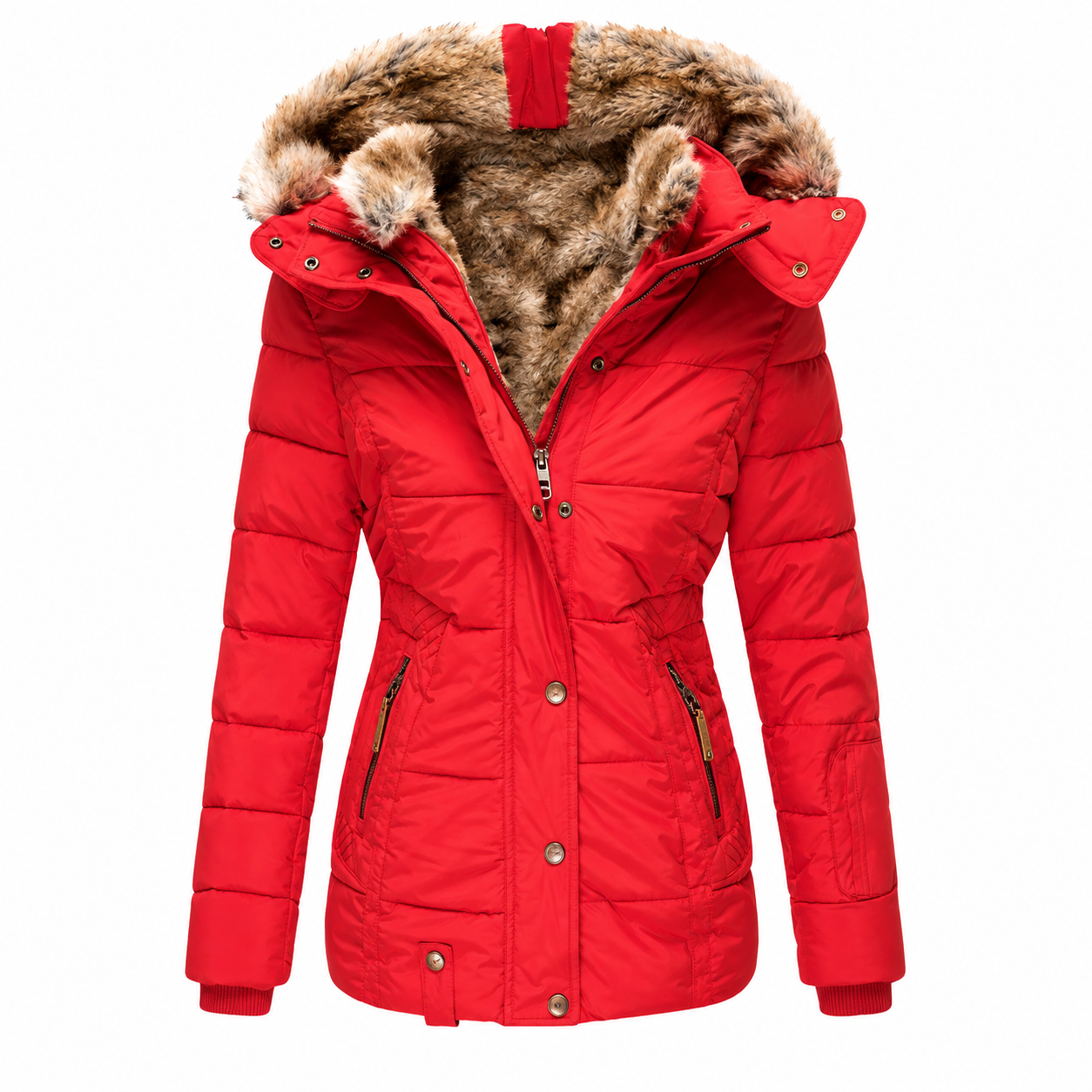 Winterjas Dames - Getailleerd - Afneembare Kap met Bont