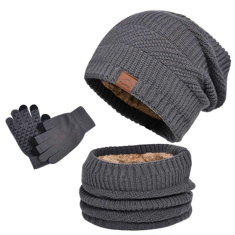 Wintermuts Heren - 3-Delige Set met Nekwarmer - Touchscreen Handschoenen