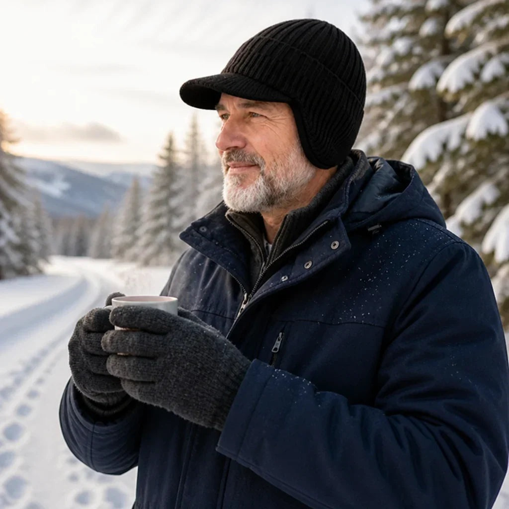 Muts met oorflappen - Gebreide wintermuts met klep - Fleecevoering – 7