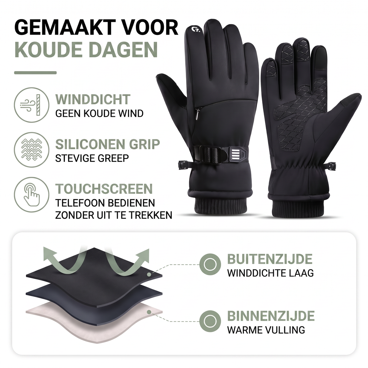 Skihandschoenen Heren - Verdikt & Winddicht - Touchscreen