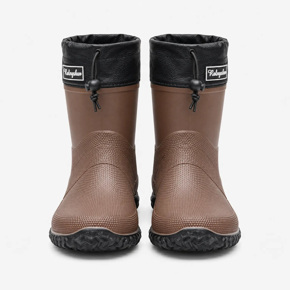 Regenlaarzen heren & dames kort in bruin – productfoto