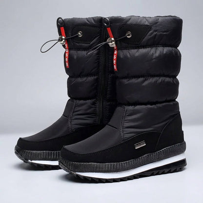 Snowboots dames gevoerd in zwart – paar in driekwartaanzicht