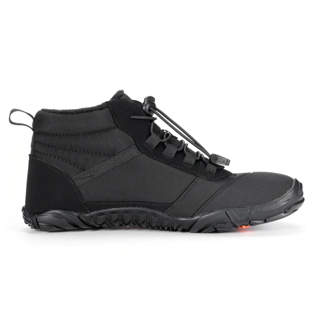 Barefoot schoenen winter zwart – zijaanzicht op witte achtergrond