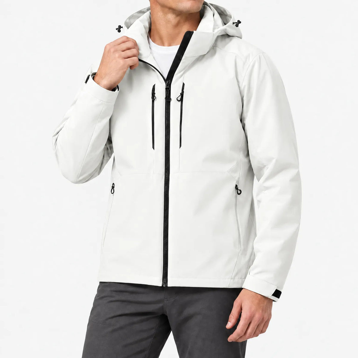 Windjack unisex in wit – productfoto