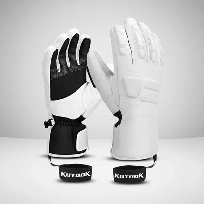 Skihandschoenen in wit met 5 vingers – handpalm en rug met polslussen