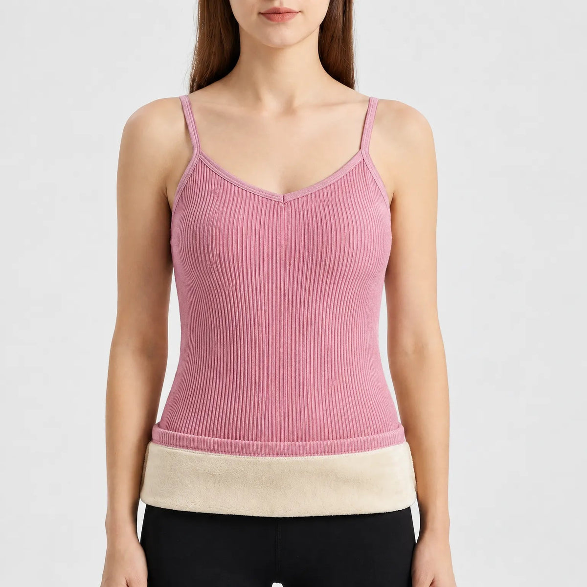 Thermo hemdje dames in roze – productfoto met smalle bandjes