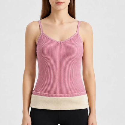 Thermo hemdje dames in roze – productfoto met smalle bandjes
