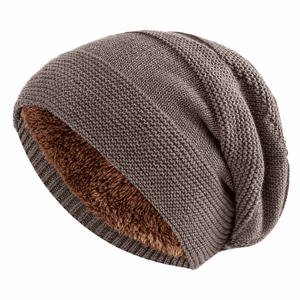 Beanie muts met fleecevoering in taupe – zachte binnenkant zichtbaar