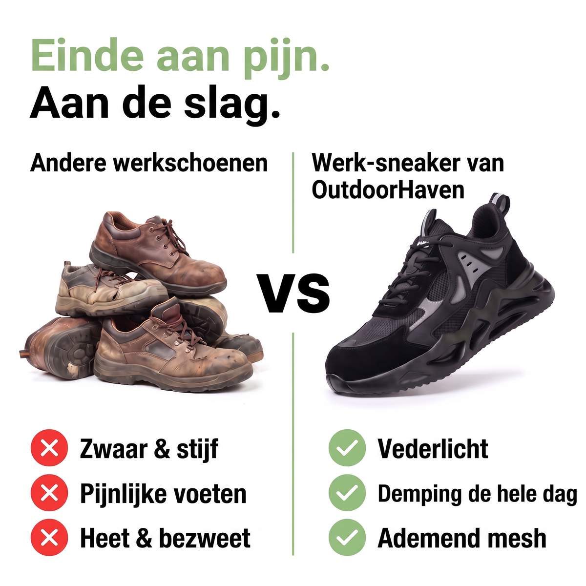 Werkschoenen Heren - Licht & Ademend - Antiperforatiezool