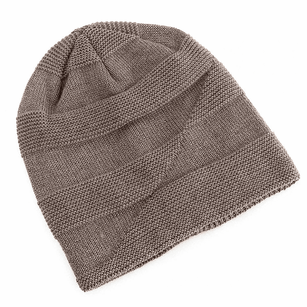 Slouchy gebreide muts in taupe – breipatroon van bovenaf