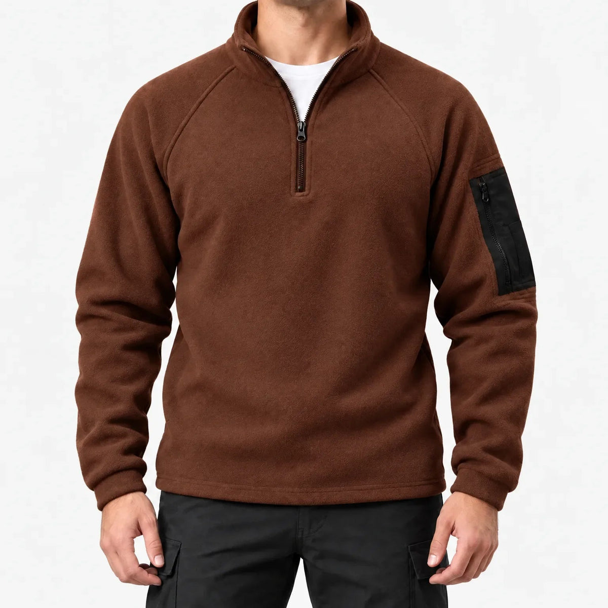 Fleece trui heren in roestbruin – productfoto