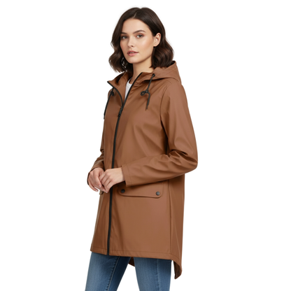 Lange Regenjas Dames Licht - Elegante Overgangsjas met Capuchon