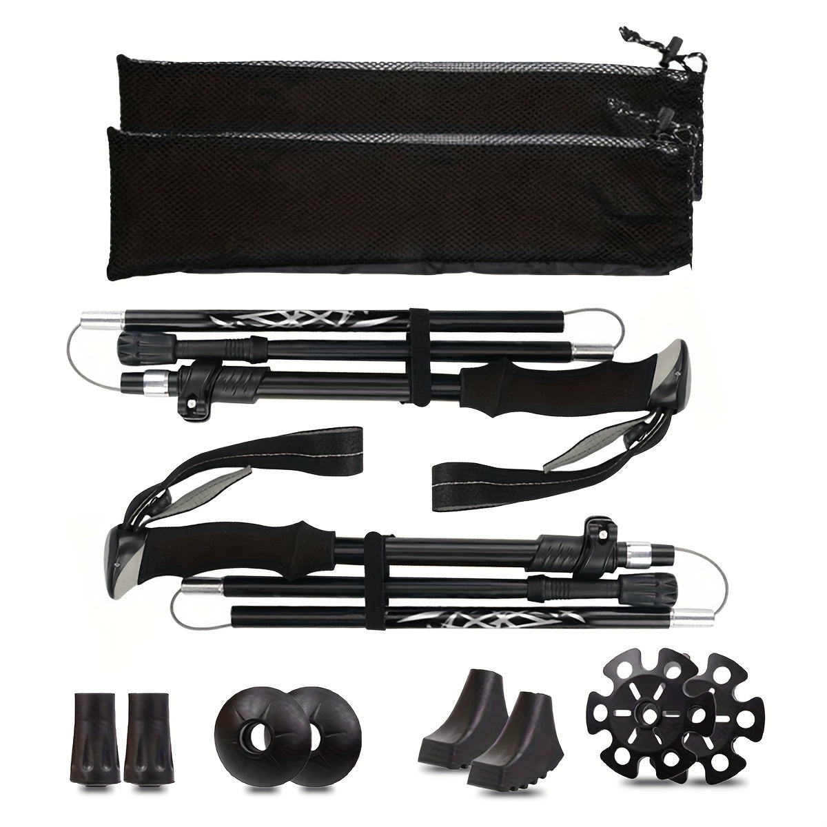 Opvouwbare Wandelstokken 2 Stuks - 34,5 cm Ingeklapt - Set met Draagtas