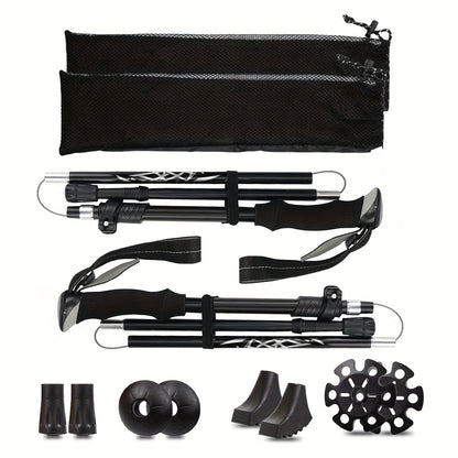 Opvouwbare Wandelstokken 2 Stuks - 34,5 cm Ingeklapt - Set met Draagtas