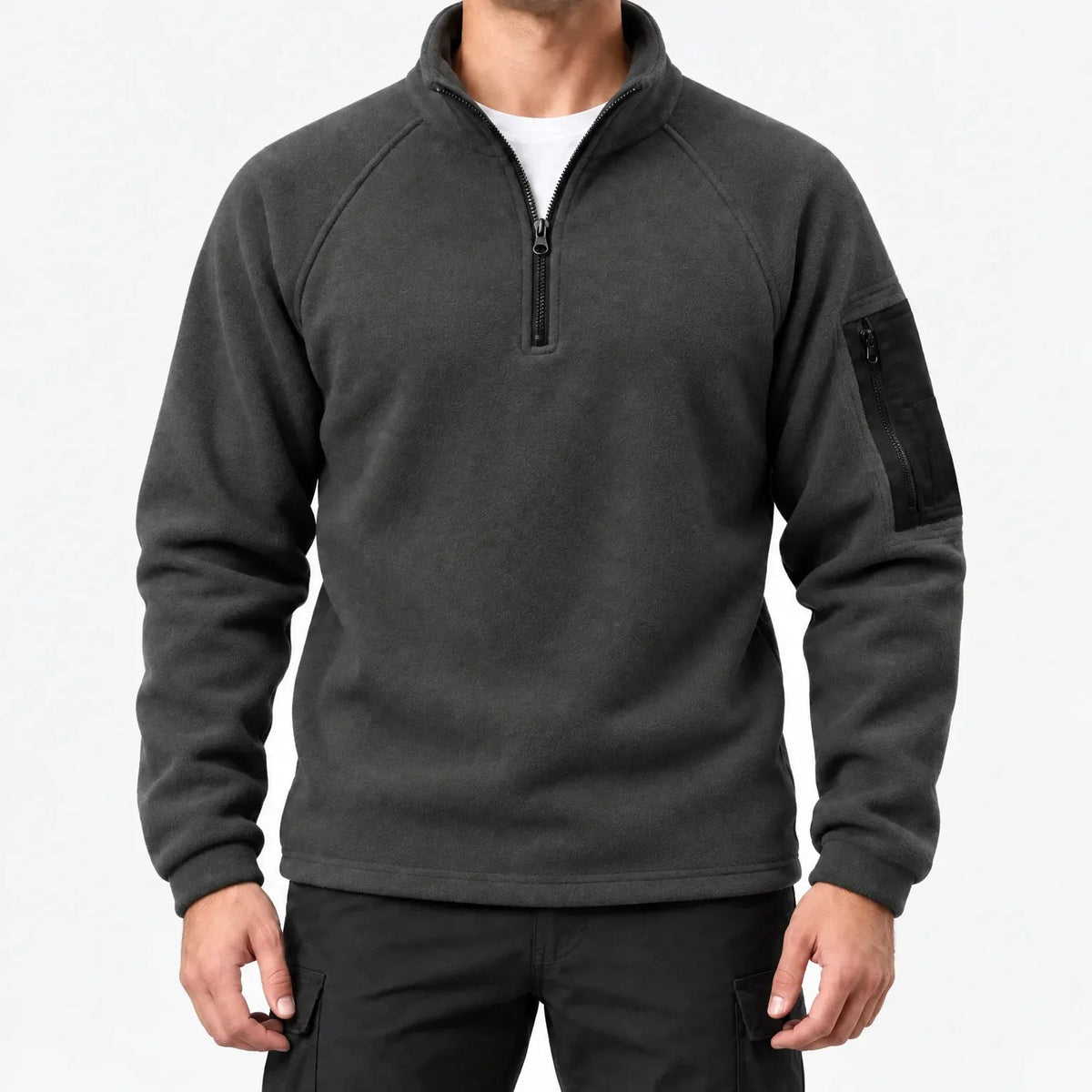 Fleece trui heren in antraciet – productfoto