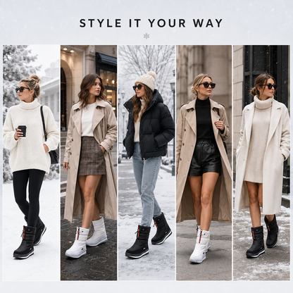 Snowboots dames gevoerd – vijf outfits met zwarte en witte laarzen