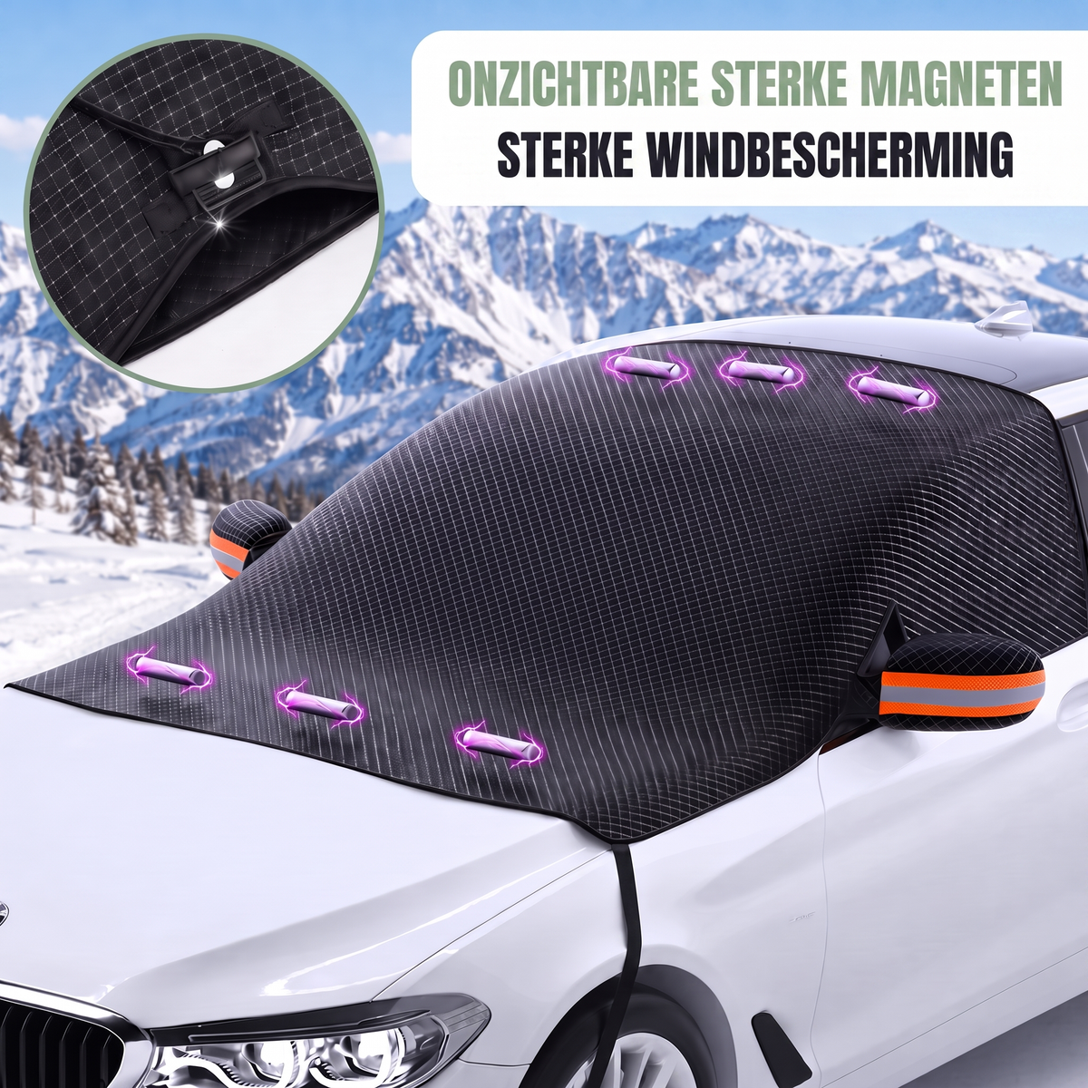 Voorruithoes Magnetisch - Oxford Weefsel - IJs- & Vorstbescherming