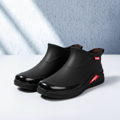 Korte regenlaarzen heren in zwart – productfoto