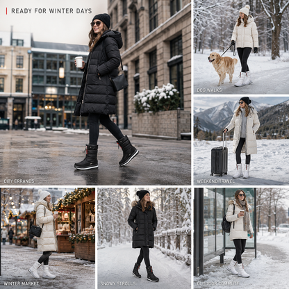 Snowboots dames gevoerd – gedragen in de stad, tijdens een wandeling en op reis