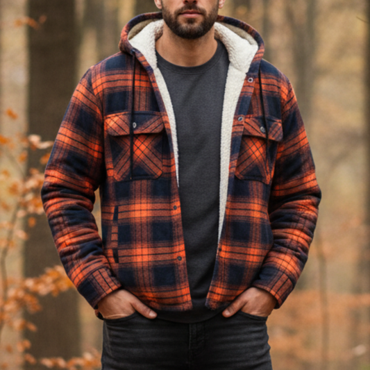 Overshirt heren met capuchon en sherpa voering