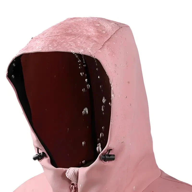 Gevoerde softshell jas dames met capuchon in roze