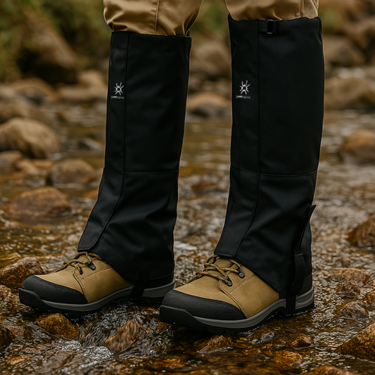 Waterdichte gamaschen voor het wandelen in het zwart